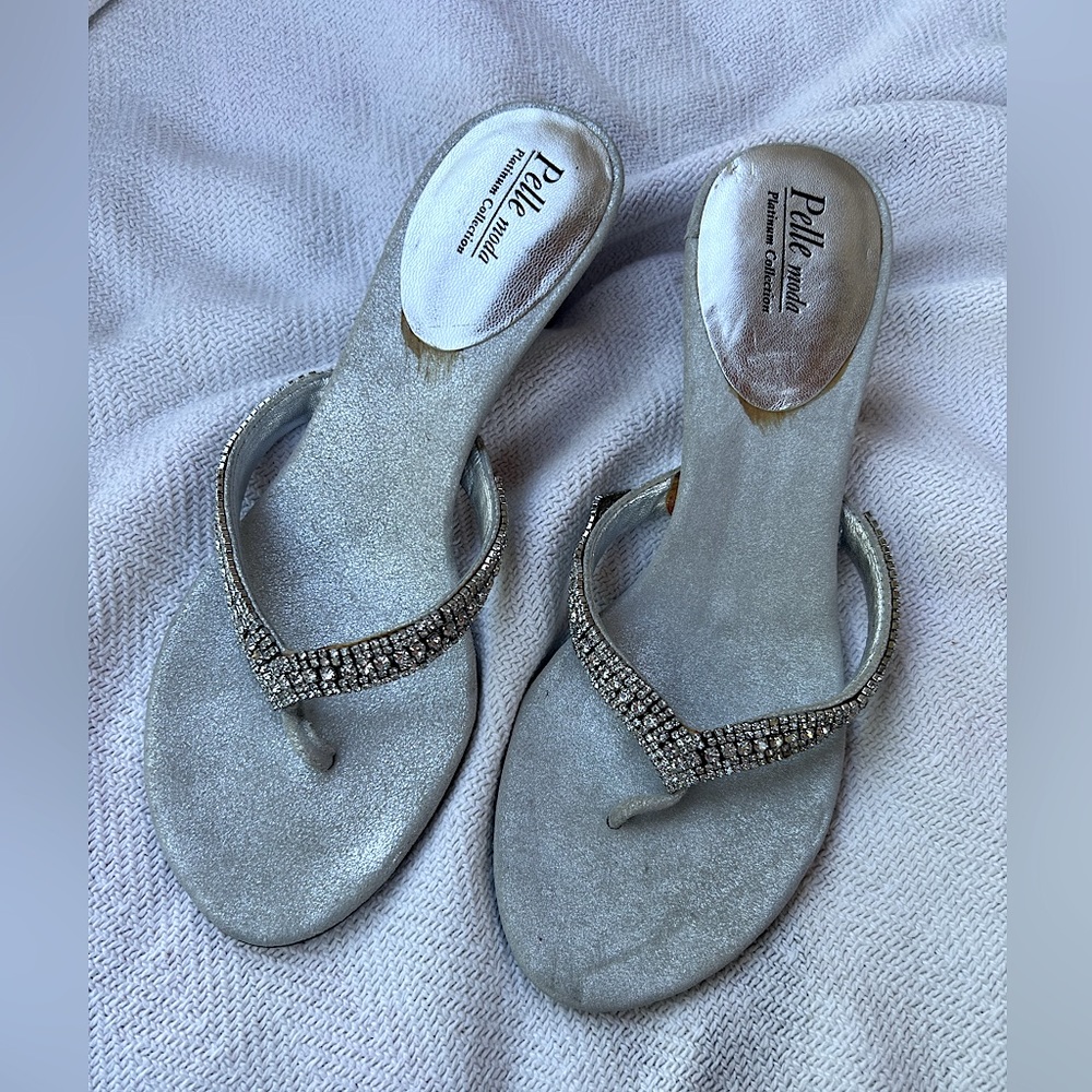 Pelle Moda vintage silver rhinestone heels size 7